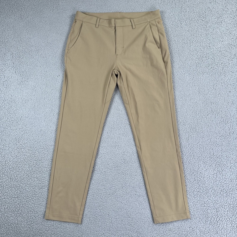 Fabletics The Don Trouser Pants Men 34x32 Beige Slim Fit Water Wrinkle Resistant